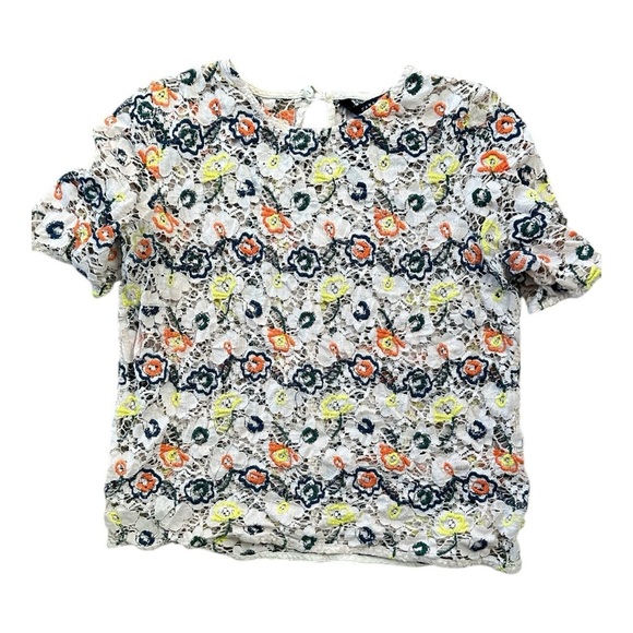 Zara Crocheted Multicolor Floral Crop Top Small - Picture 2 of 7